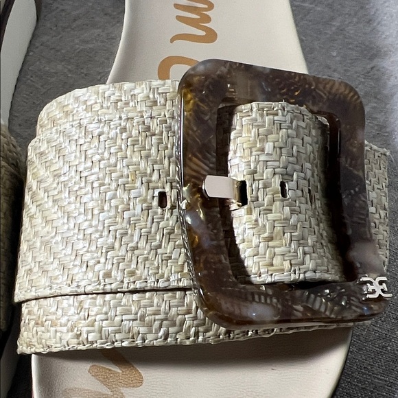 Sam Edelman Beige Slide Sandals with Brown Buckle 9W. SH153 - Picture 9 of 10